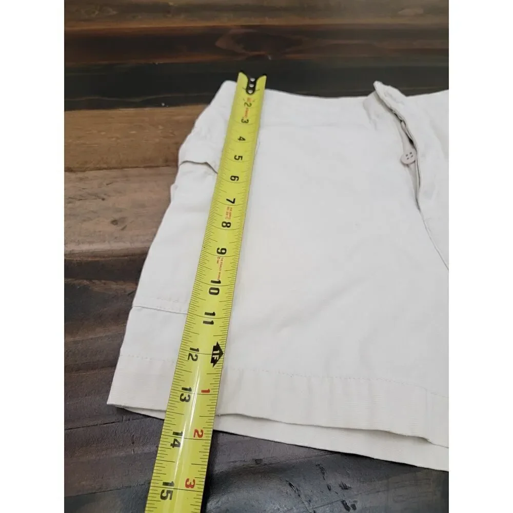J Crew Womens Size 4 Cream Chino Cargo Shorts 3.5 Inseam Pockets